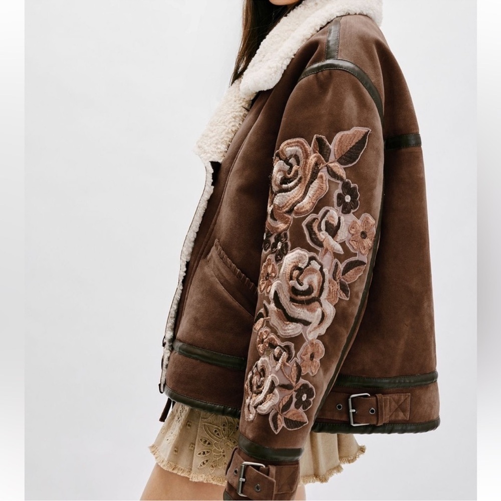 Free People We The Free Andies Moto Jacket – Vegan Leather Sherpa Lined – M - Picture 6 of 17